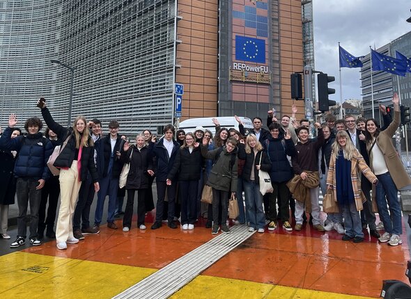 Groepsfoto Jouw Zeeland tijdens bezoek aan Europees Parlement in Brussel