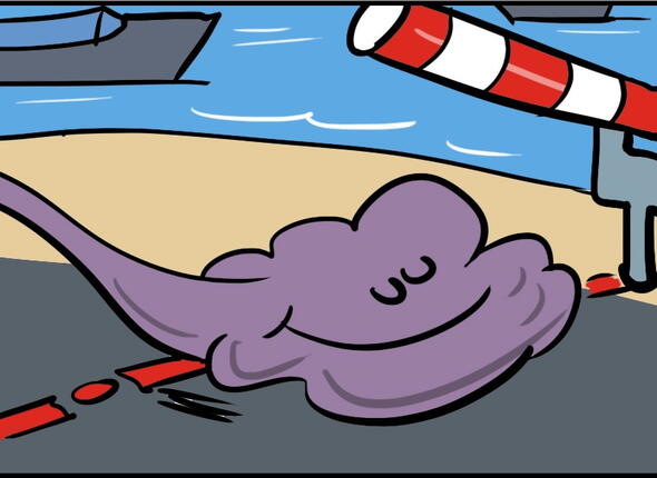 Het stikstofmonster komt over de grens en op de achtergrond varen zeeschepen