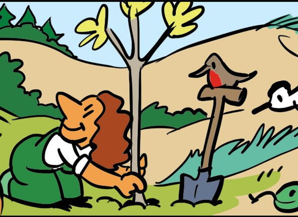 Eén van de Zeeuwse natuurgebieden, getekend in stripvorm