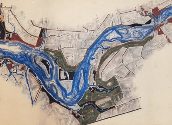Oude kaart van het Veerse Meer gebied met waterdieptes.