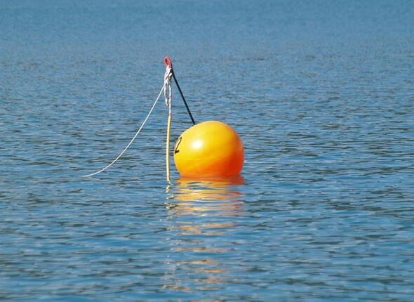 Oranje ankerboei in het water