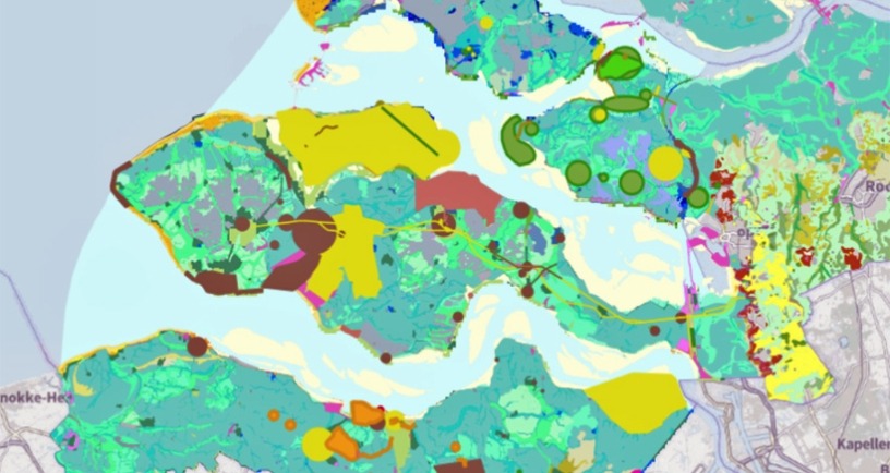 weergave van de kaart van Zeeland met ingeschakelde kaartlaag bodem