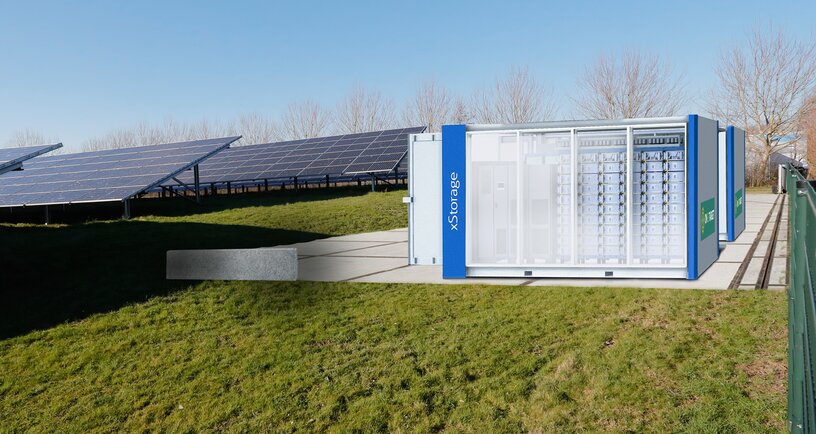 Artist impression van Batterij met overschot energie op bedrijventerrein Slabbecoornpolder in Tholen