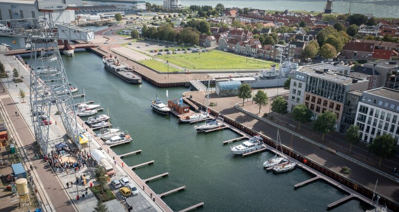 uitzicht over Vlissingen vanuit de lucht