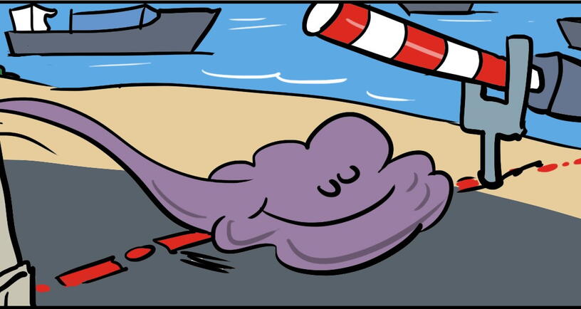 Het stikstofmonster komt over de grens en op de achtergrond varen zeeschepen