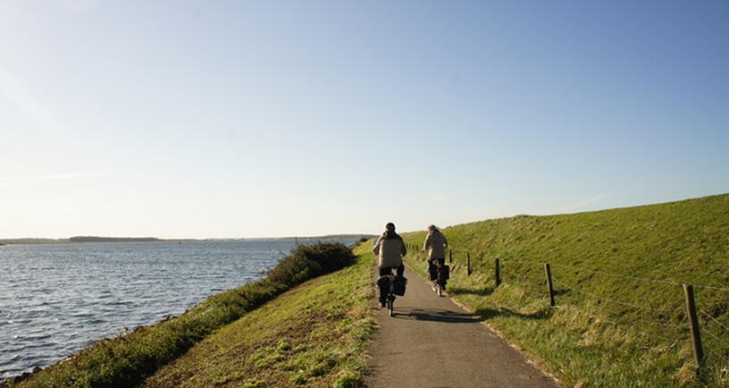 Fietsen aan de Noord-Bevelandse zijde van het Veerse Meer langs het water.