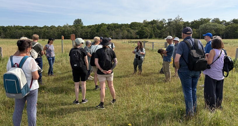 Excursie op de Haringvreter tijdens het Beleefweekend Veerse Meer onder leiding van een gids van Staatsbosbeheer.