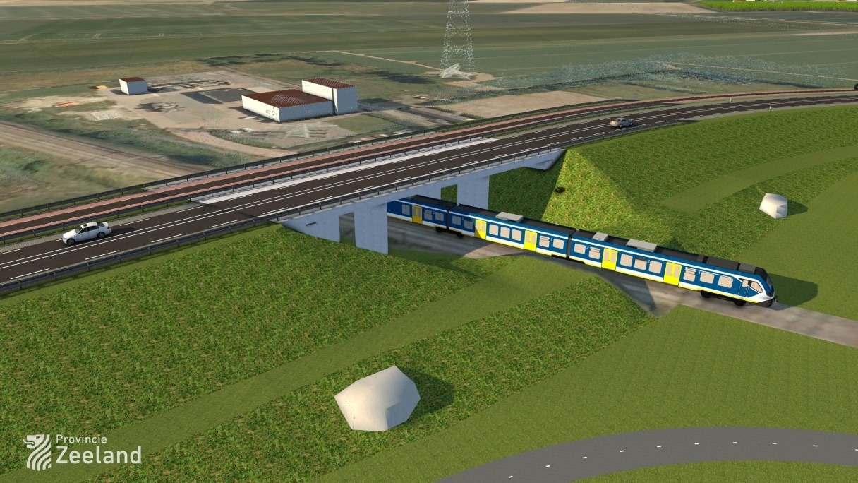 Aan te leggen spoorwegviaduct bij de Zanddijk