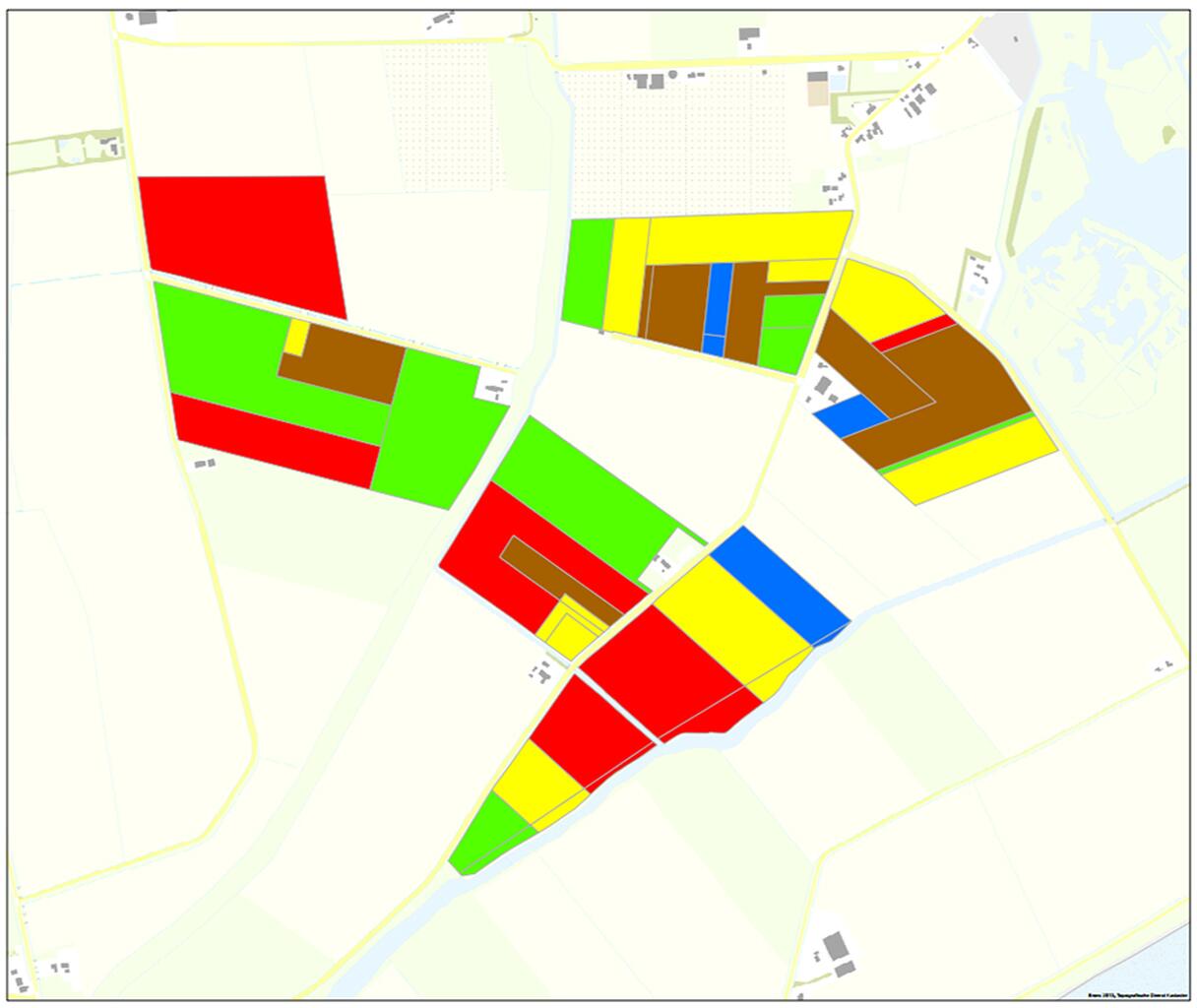 Situatie voor kavelruil. Beeld: Kavelruilbureau Zeeland