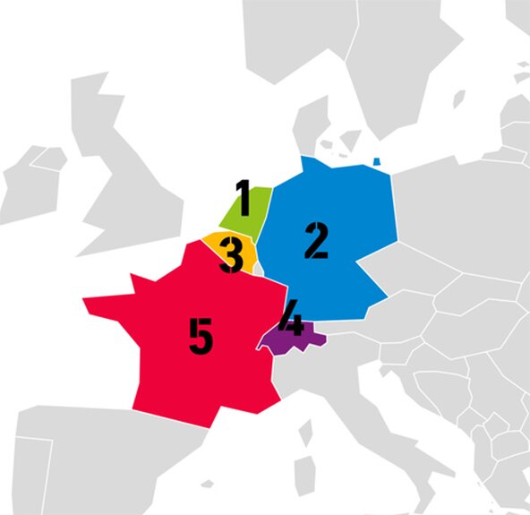 Herkomstlanden toeristen: 1. Nederland, 2. Duitsland, 3. België, 4. Zwitserland en Liechtenstein, 5. Frankrijk