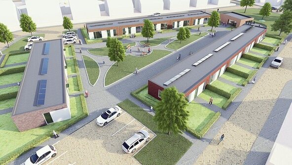 Visualisatie duurzame seniorenwoningen in Ankerhof Philippine