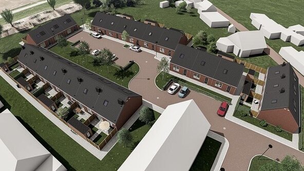 Visualisatie duurzame hofjeswoningen Hof te Zandeplein – Kloosterzande